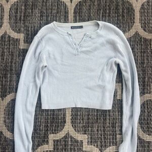 Brandy Melville light blue Ribbed Long Sleeve Top